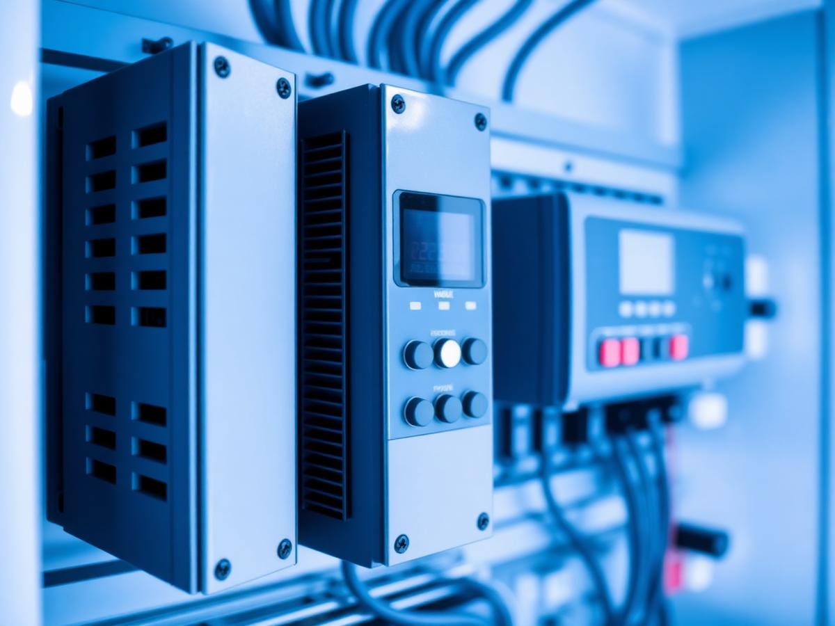 CLP e inversor de frequência instalados em painel